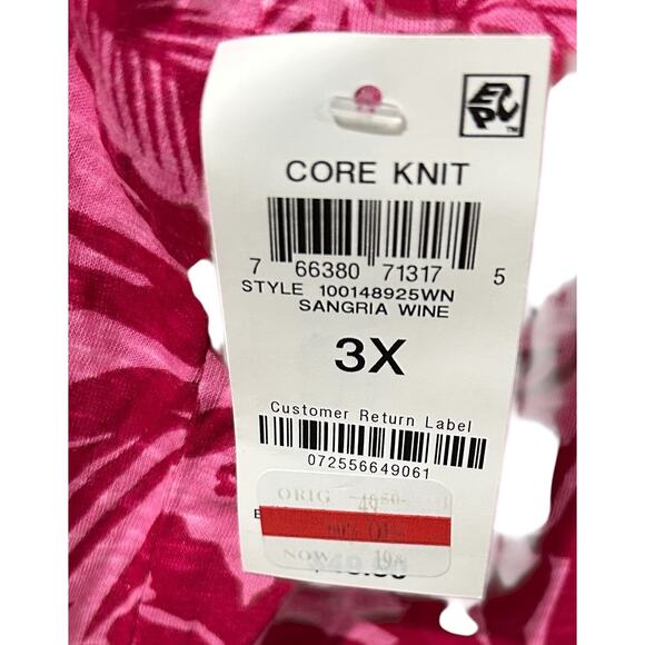 Style & Co Printed Square Neck Top in Sangria Wine Floral Hibiscus Size 3X - Picture 4 of 5